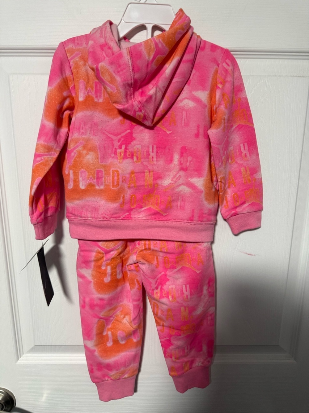Jordan Pink & Orange Tie-Dye Fleece Hoodie and Joggers Set - Picture 5 of 6